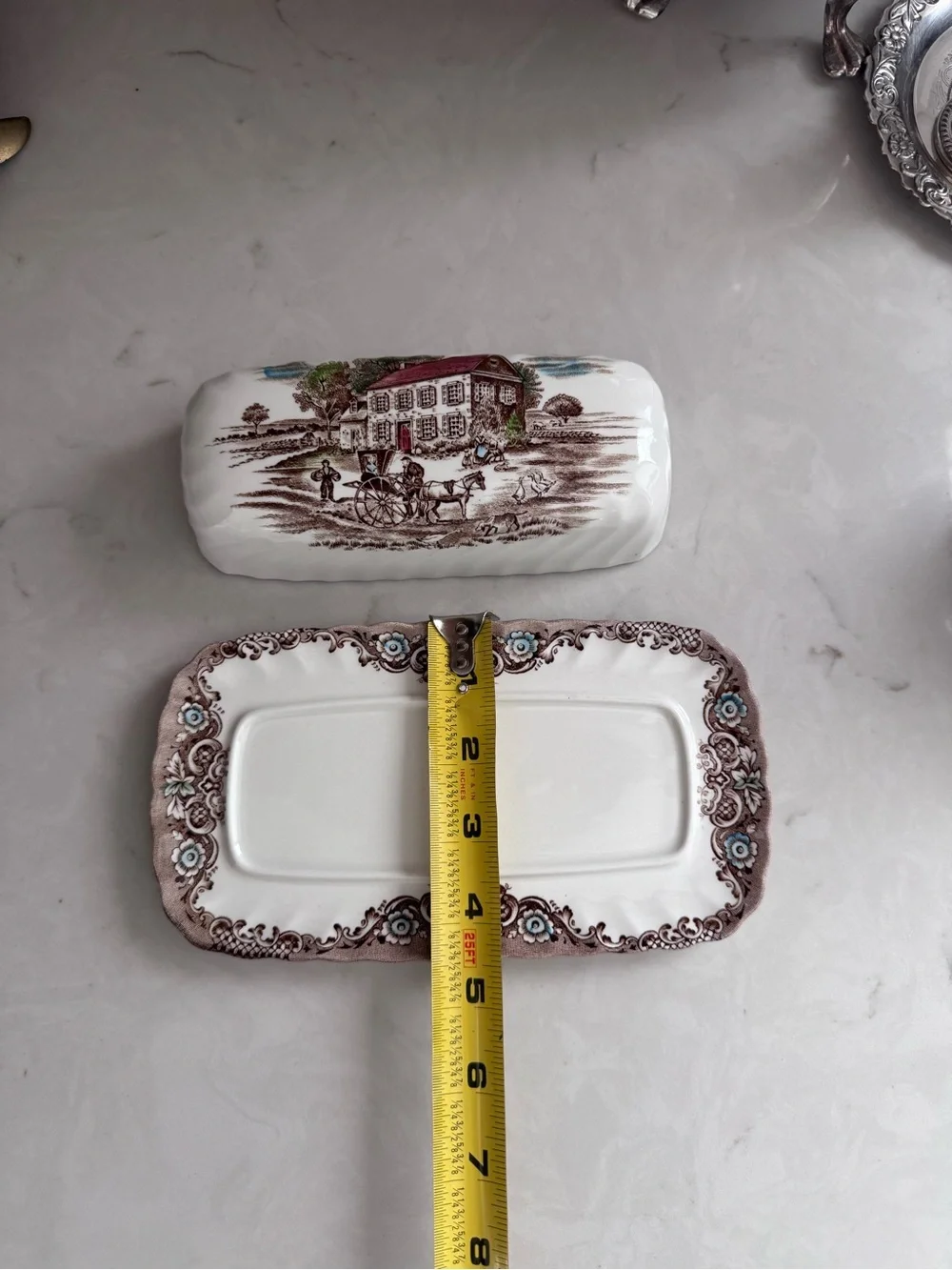 Vintage Johnson Bros Heritage Hall StaffordShire England Butter Dish